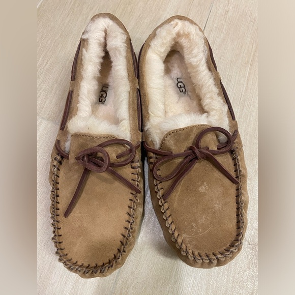 UGG Brown Suede Moccasin Slippers - Picture 3 of 4